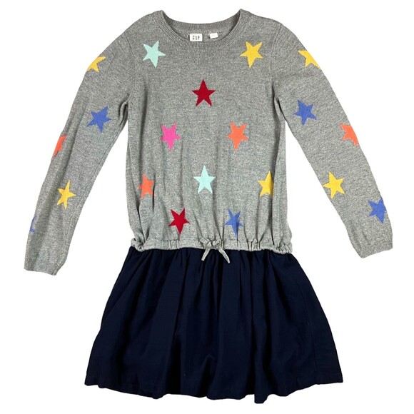 Gap Kids Drop Waist Star Sweater Dress  Girls Size L (10)  Dress w Full Skirt - Picture 1 of 7